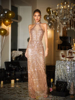 Fumidor Sequin Diamond Split Maxi Dress