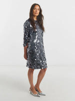 Silver Disc Sequin Mini Shift Dress