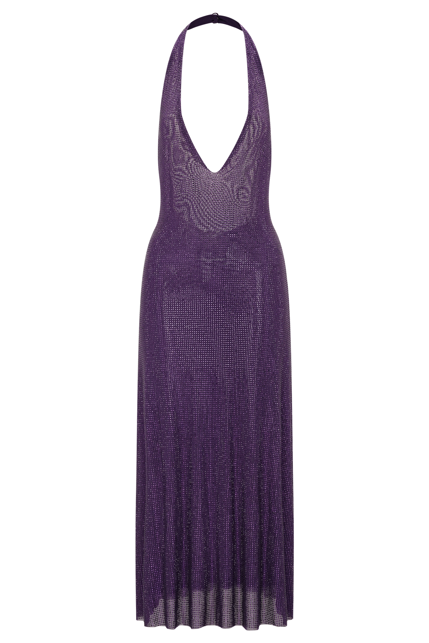 Genie Diamante Halter Midi Dress - Purple