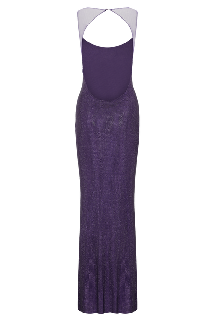 Jasmyn Hot Fix Maxi Dress With Mesh Back - Purple