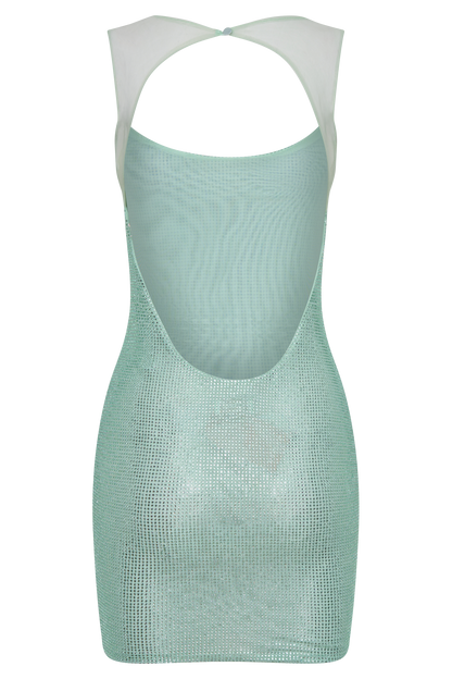 Jasmyn Hot Fix Mini Dress With Mesh Back - Mint