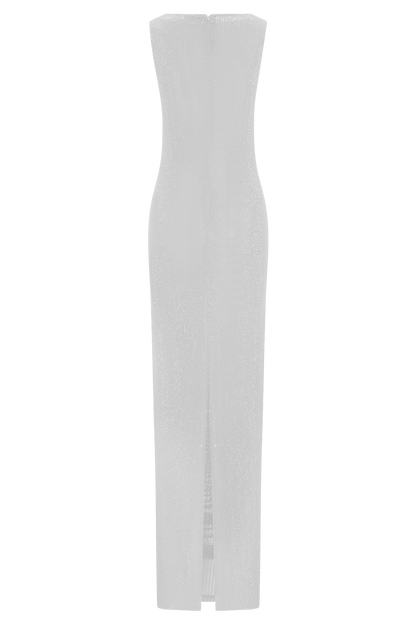 Magnolia Sleeveless Diamante Maxi Dress - Silver