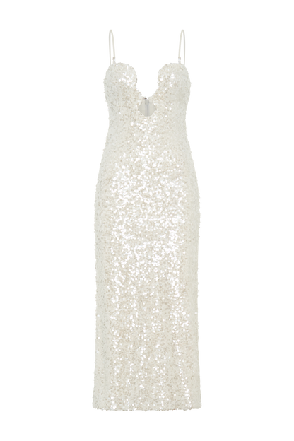 Makari Sequin Maxi Dress - White