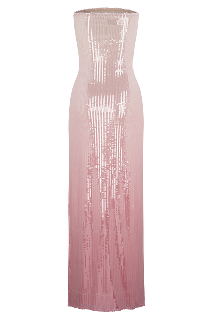 Miranda Strapless Sequin Maxi Dress - Ombre Pink
