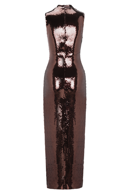 Veronica Sequin Midi Dress - Chocolate