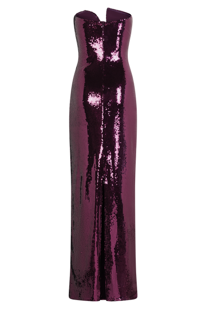 Winston Strapless Sequin Maxi Dress - Plum