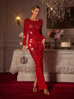 Guthrie Long Sleeve Acrylic Mesh Maxi Dress