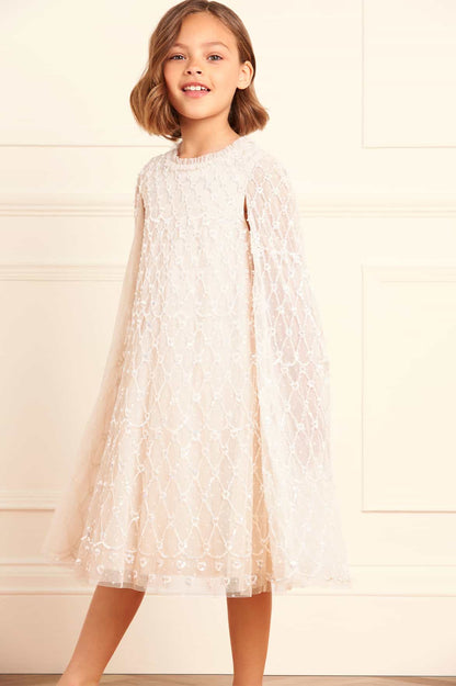 Heart Lattice Cape Kids Dress