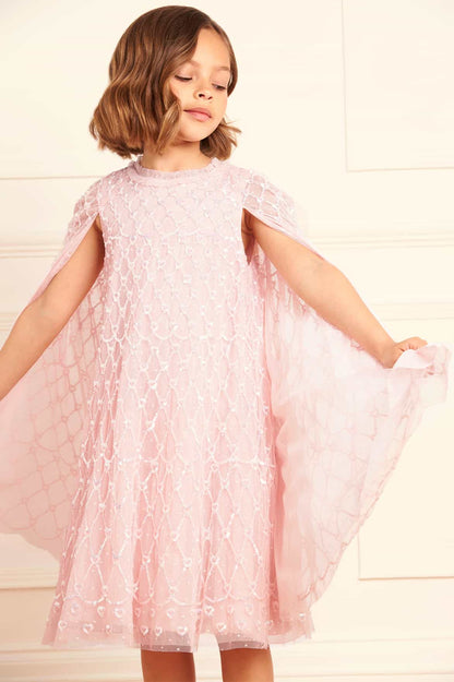 Heart Lattice Cape Kids Dress