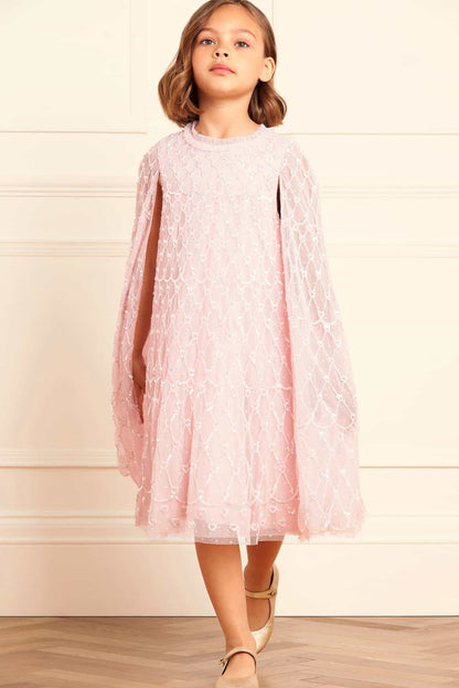 Heart Lattice Cape Kids Dress
