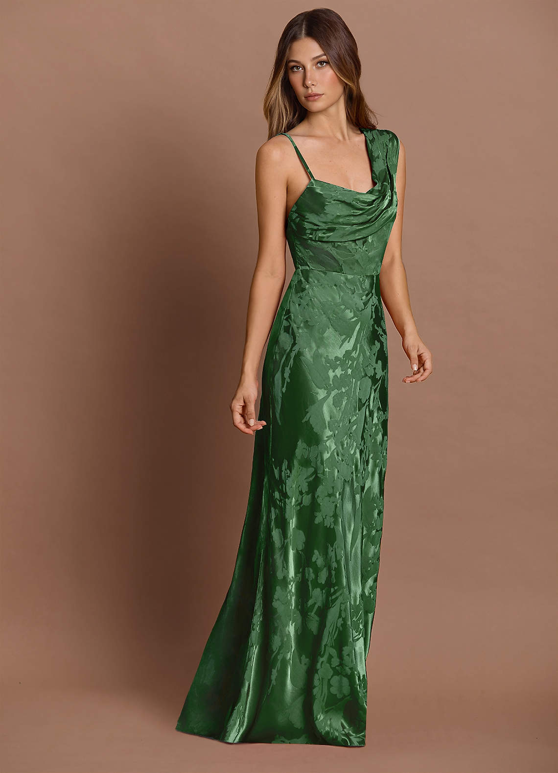 hunter green maxi dress Azazie Floor-Length Dresses A-Line Wedding Guest Formal Dresses V Neck Size medium measures 53.50 from top to bottom Hunter Green Multi Tie Maxi