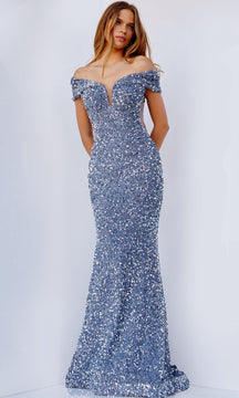 Jovani Sequin Off-the-Shoulder Prom Dress