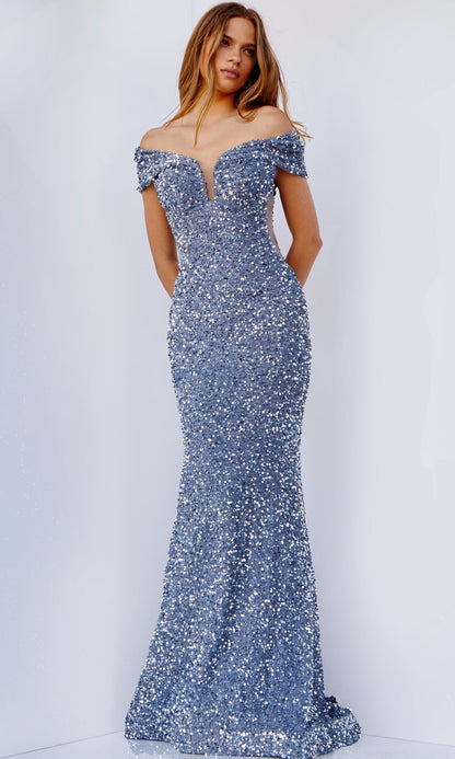 Jovani Sequin Off-the-Shoulder Prom Dress