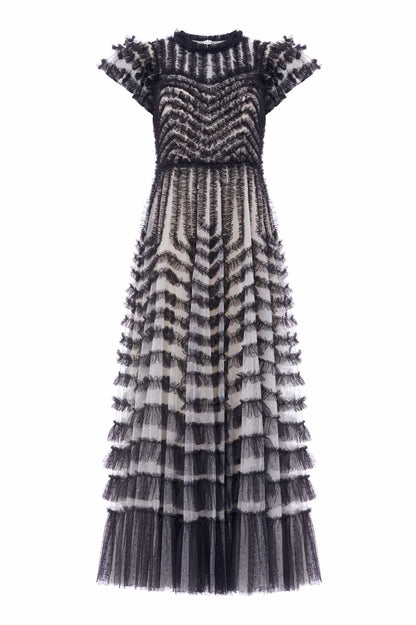 La Vie En Rose Round Neck Short Sleeve Gown