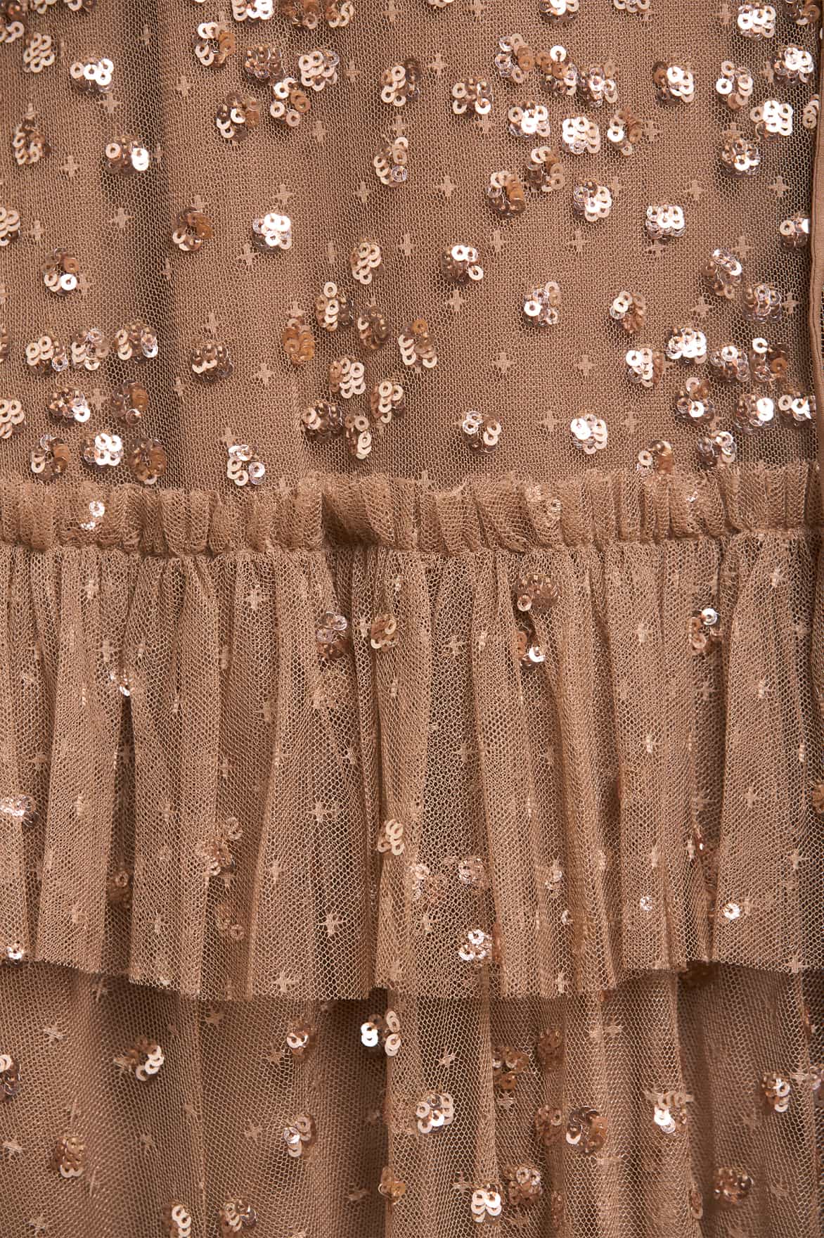 Leila Dot Tiered Cape Ankle Gown