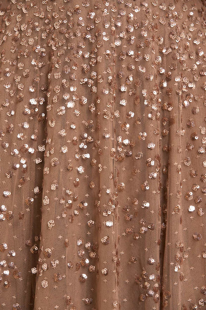 Leila Dot V-Neck Cape Ankle Gown