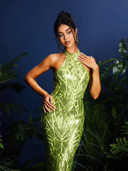 Lajita Halterneck Sequin Maxi Dress