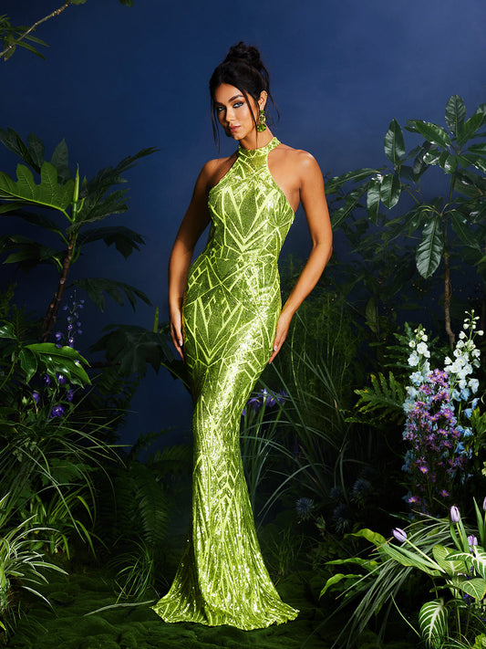 Lajita Halterneck Sequin Maxi Dress