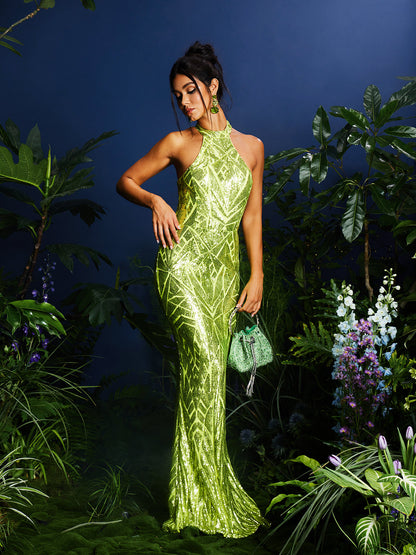 Lajita Halterneck Sequin Maxi Dress