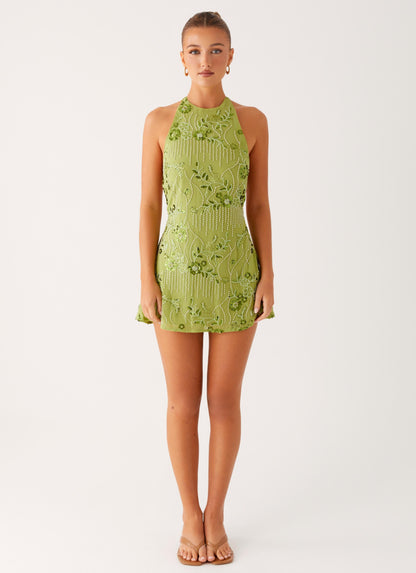 Leo Beaded Mini Dress - Green