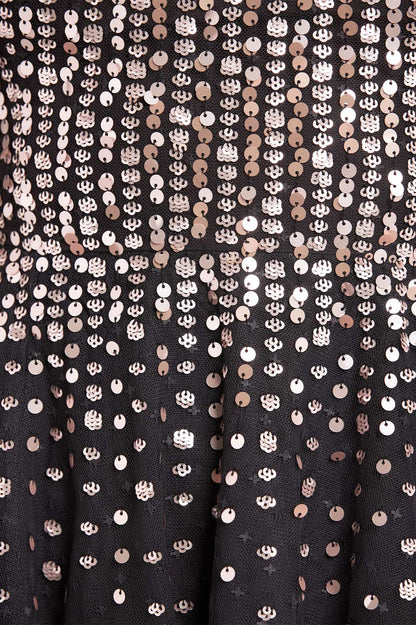 Moonlight Sequin Cape Micro Mini Dress