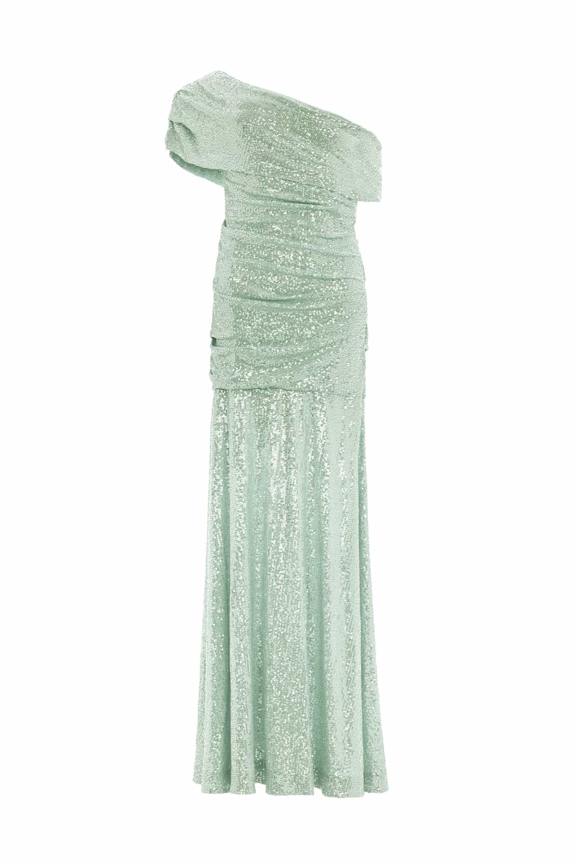Nova Draped One-Shoulder Ankle Gown