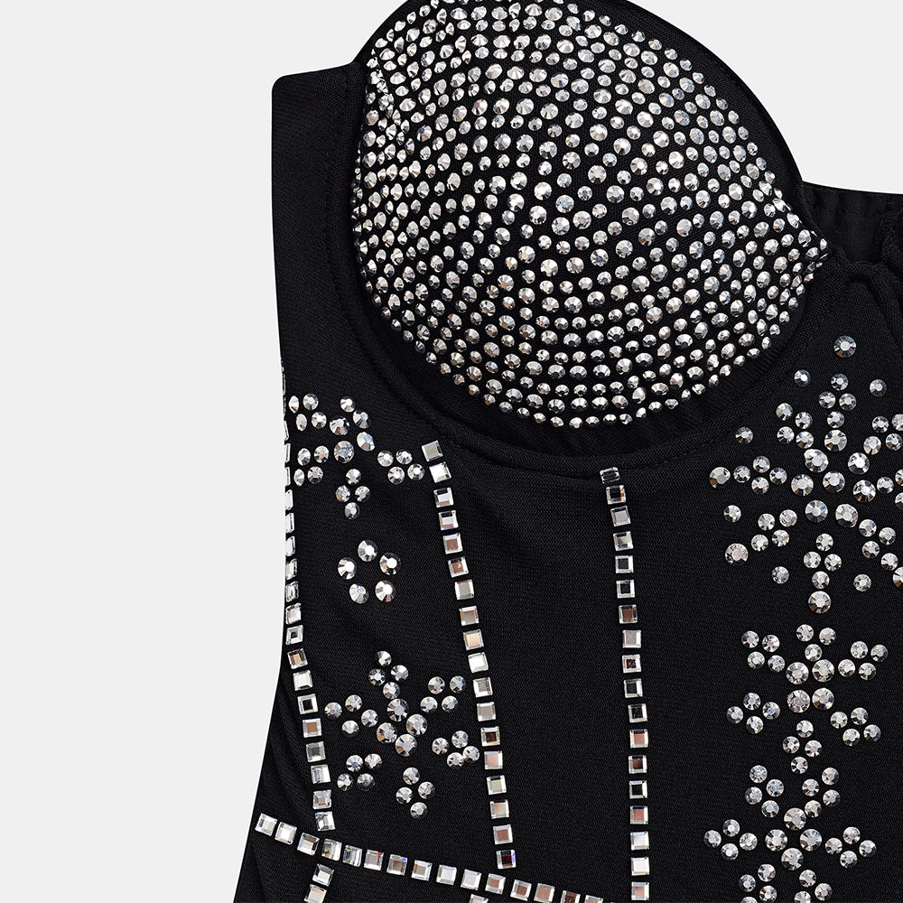 Sexy little dress with rhinestone tassels