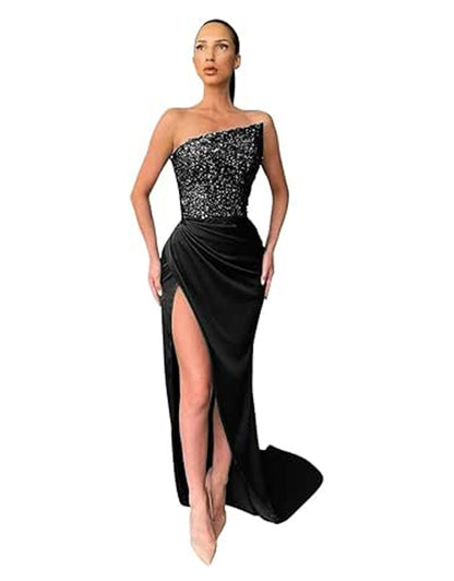 Sequined Fairy Long Sleeveless Fashionable Dress, Elegant Mid-Length Evening Gown