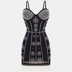 Sexy little dress with rhinestone tassels