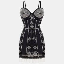 Sexy little dress with rhinestone tassels