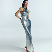 Long sequined dress with slit