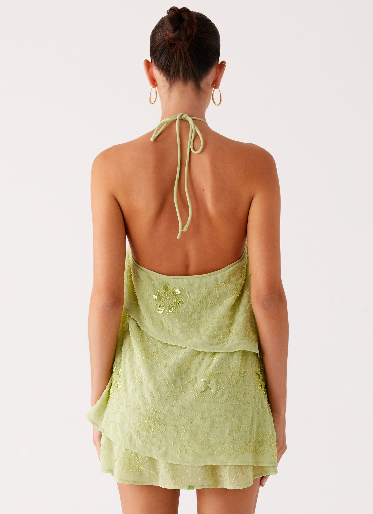 On The Go Beaded Mini Dress - Mint