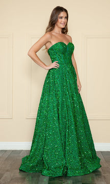 Strapless Sequin Prom Ball Gown: Poly USA 9152
