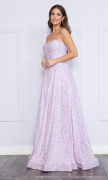 Strapless Sequin Prom Ball Gown: Poly USA 9152