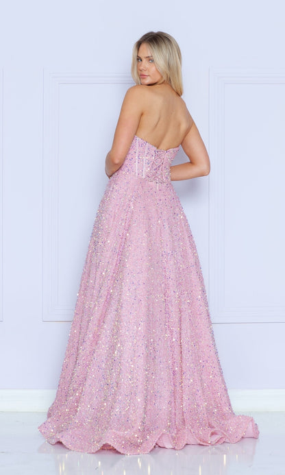 Strapless Sequin Prom Ball Gown: Poly USA 9152