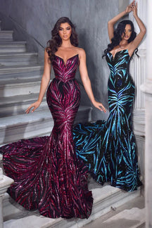 Portia & Scarlett PS22538: Multi-Color Sequinned Foliage Evening Gown