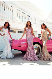 Portia & Scarlett PS22538: Multi-Color Sequinned Foliage Evening Gown