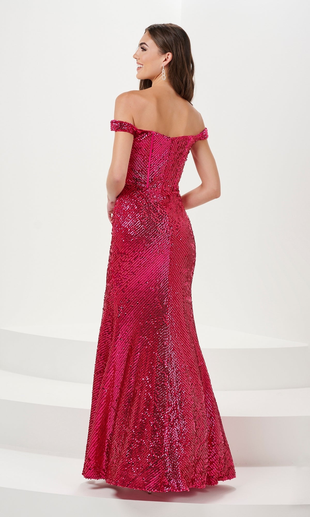 Off-the-Shoulder Long Sequin Prom Dress 14158