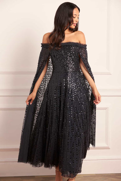 Raindrop Cape Ankle Gown