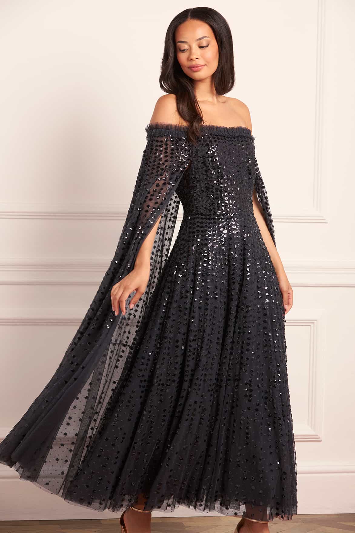 Raindrop Cape Ankle Gown