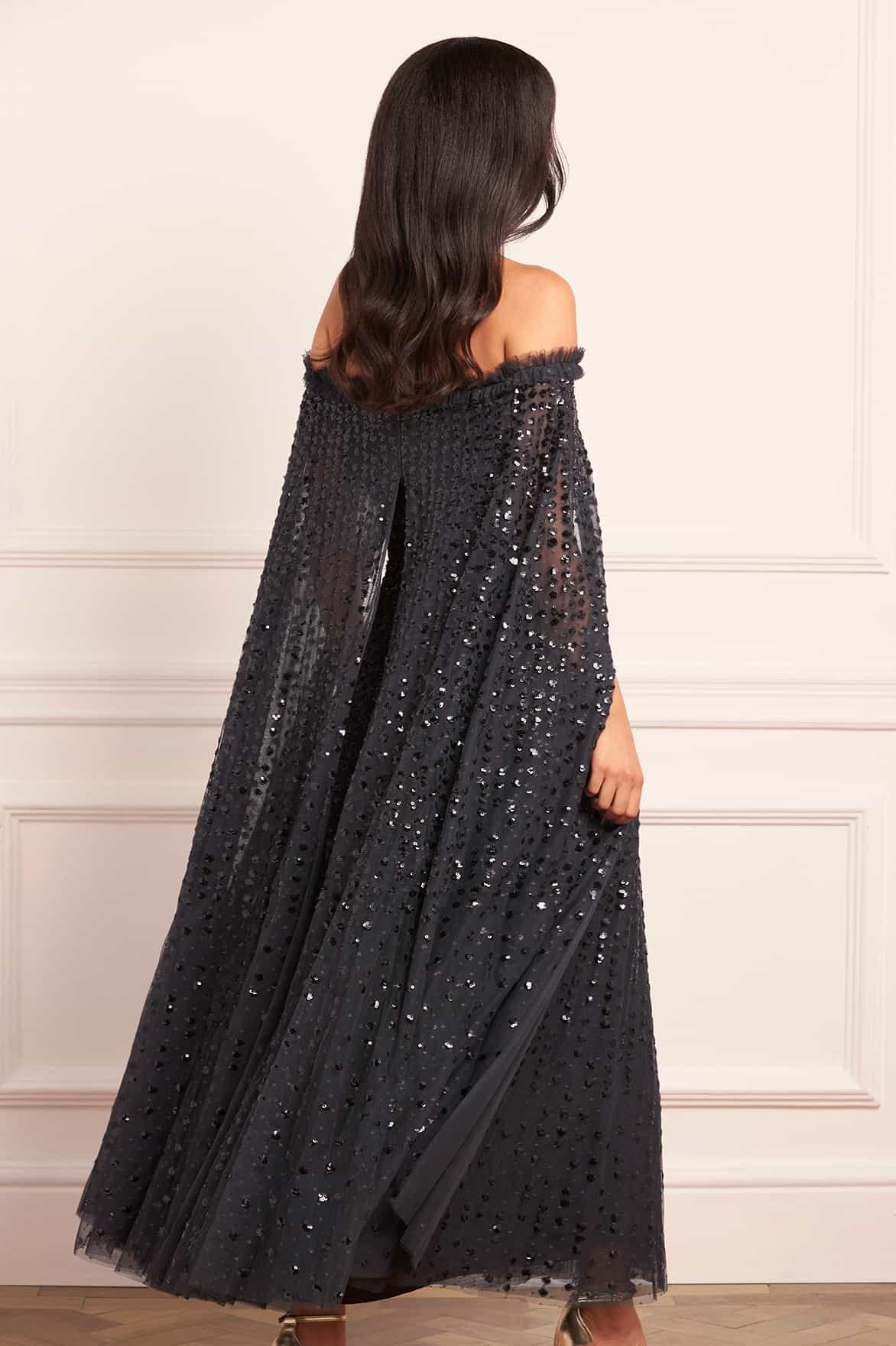 Raindrop Cape Ankle Gown