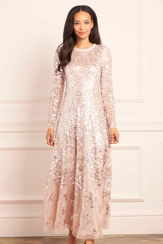 Rosanna Lattice Round Neck Gown