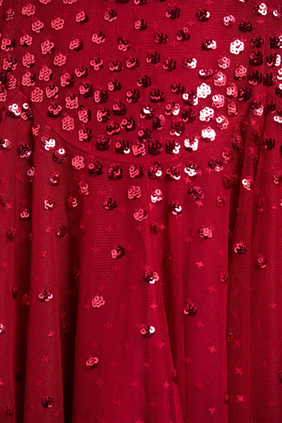 Scallop Sequin Round Neck Micro Mini Dress