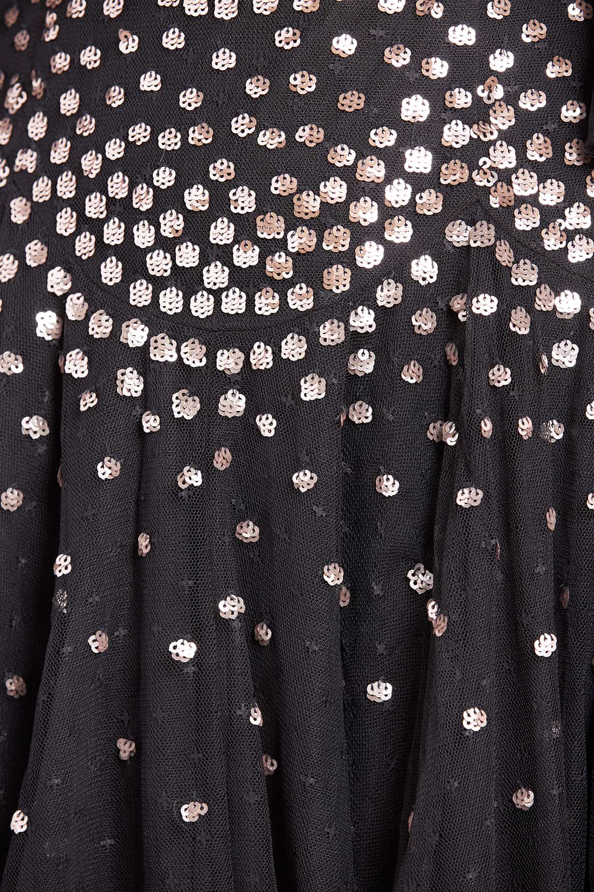 Scallop Sequin Round Neck Micro Mini Dress