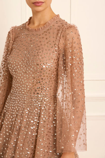 Scatter Dot Round Neck Ankle Gown