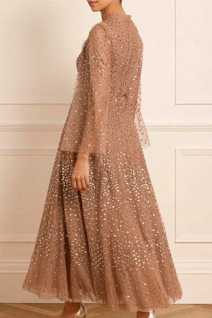 Scatter Dot Round Neck Ankle Gown