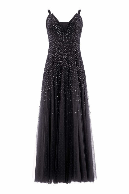 Sequin Cascade Cami Plunge Gown