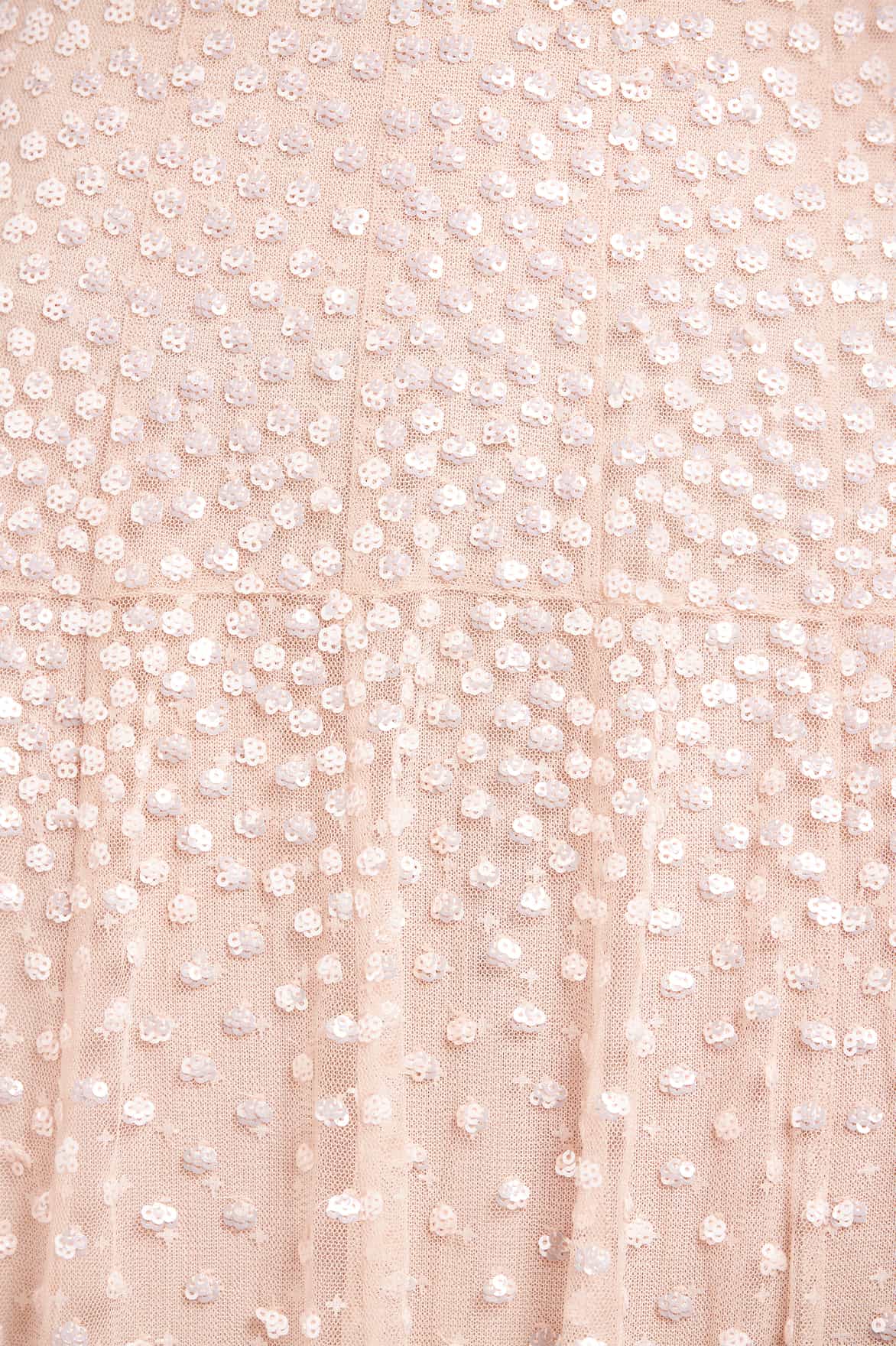 Sequin Cascade Long Sleeve Ankle Gown