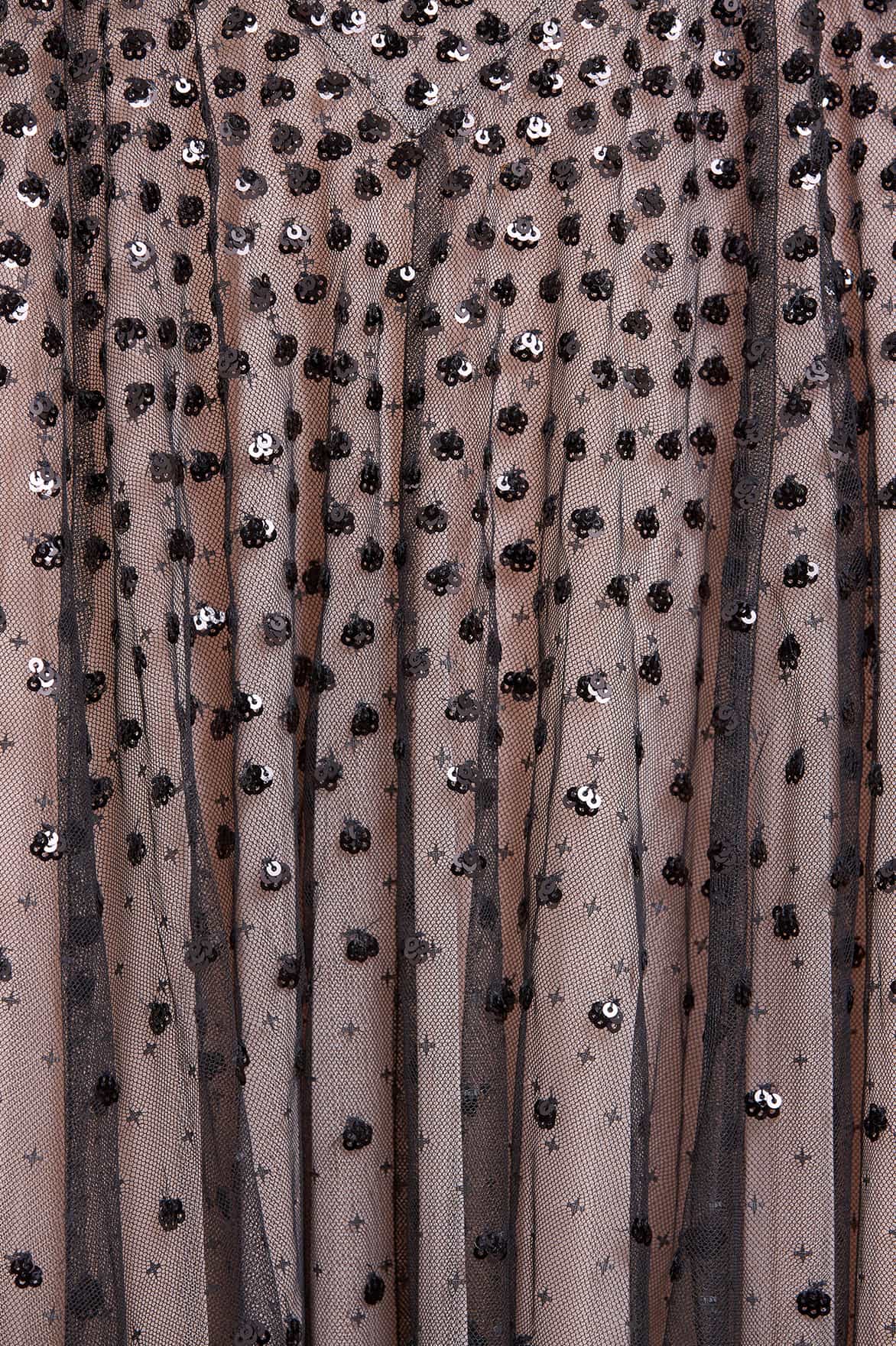 Sequin Cascade Round Neck Gown