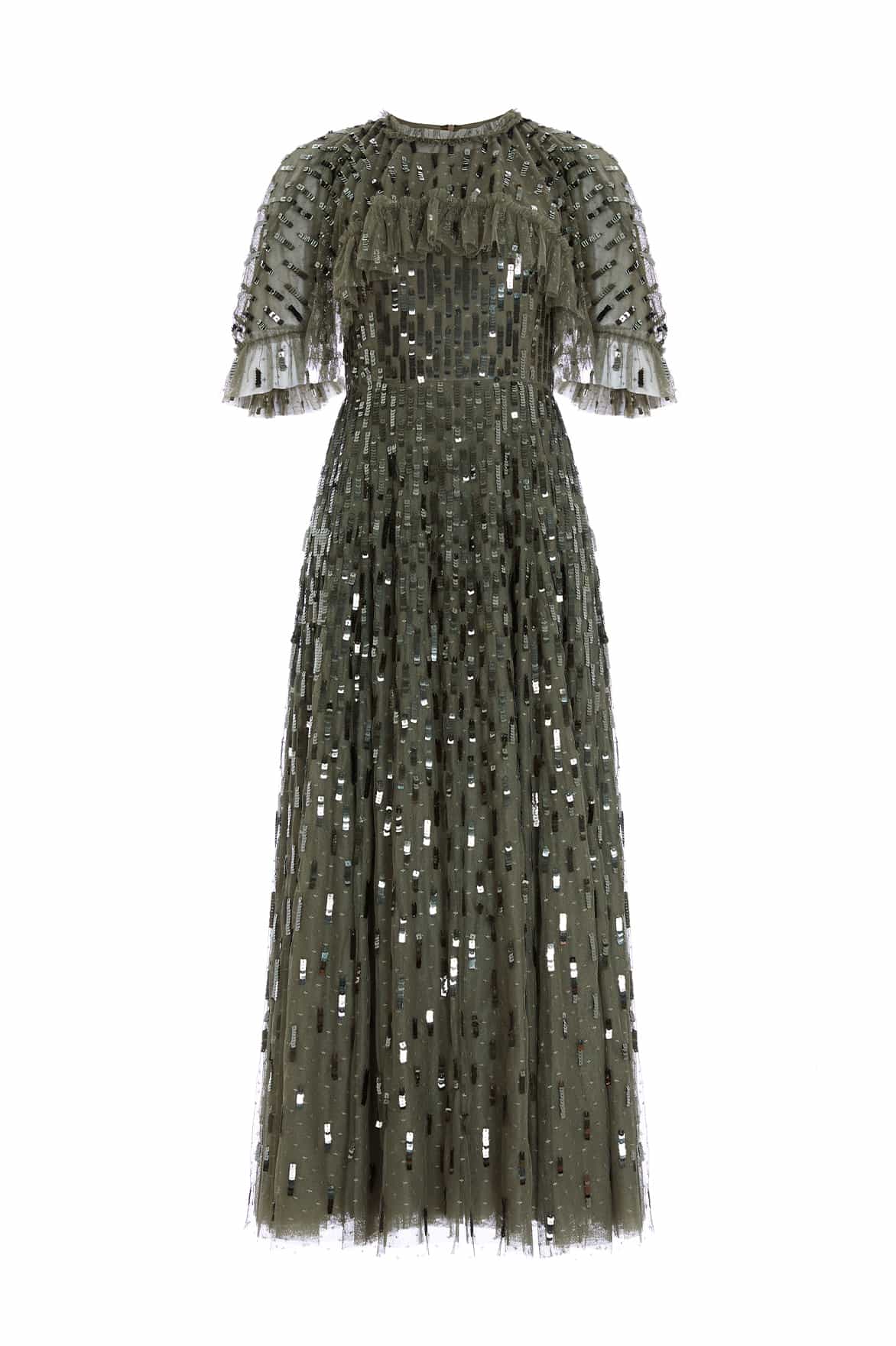 Sequin Dash Cape Ankle Gown